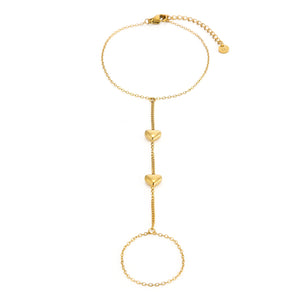 Hand Chain hartjes goud