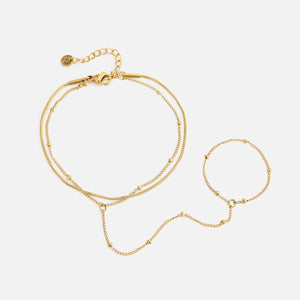 Hand Chain tweelaags bolletjes goud