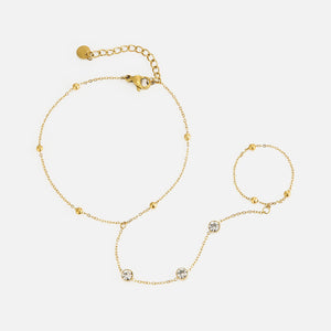 Hand Chain steentjes goud