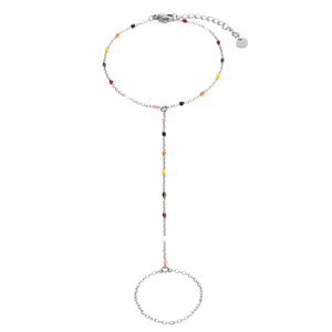 Hand Chain gekleurde kralen zilver