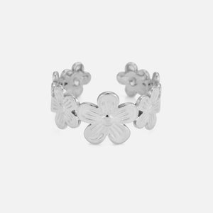 Ring bloemen band zilver