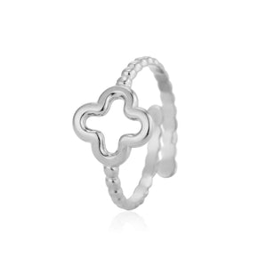 Ring open klaver zilver