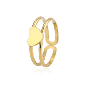 Ring tweelaags hartje goud