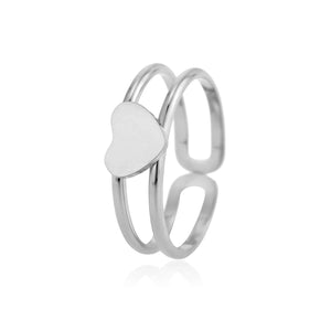 Ring tweelaags hartje zilver