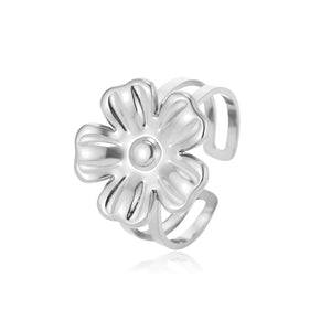 Ring bloem statement zilver