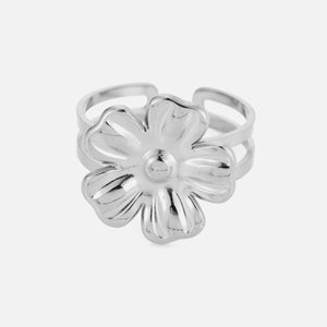 Ring bloem statement zilver