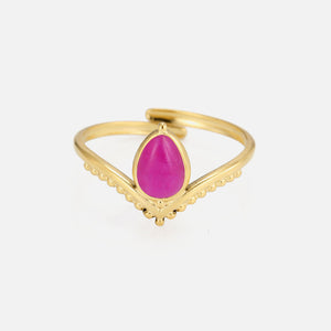 Ring roze druppel goud