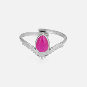 Ring roze druppel zilver