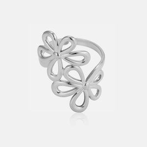 Ring twee bloemen zilver
