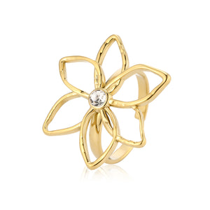 Ring bloem gehamerd goud