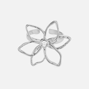 Ring bloem gehamerd zilver