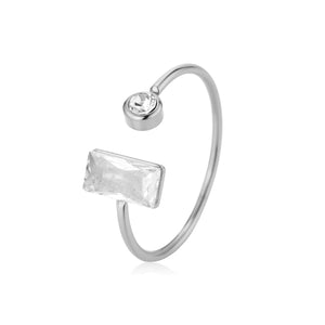 Ring duo steentjes zilver