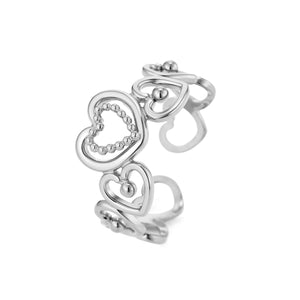 Ring stacked hearts zilver