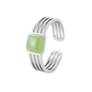 Ring groene natuursteen zilver