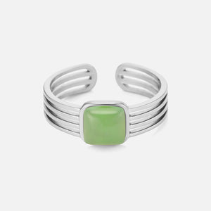 Ring groene natuursteen zilver