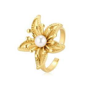 Ring lelie parel goud