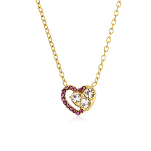 Ketting hart met gekleurde steentjes goud