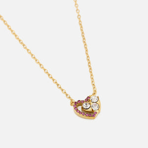 Ketting hart met gekleurde steentjes goud