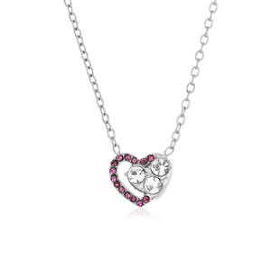 Ketting hart met gekleurde steentjes zilver