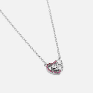 Ketting hart met gekleurde steentjes zilver