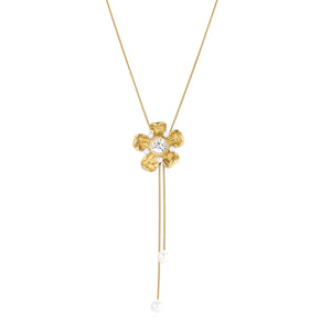 Ketting bloem zirkonia goud