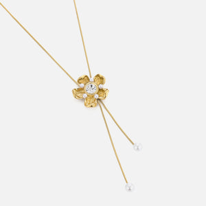 Ketting bloem zirkonia goud