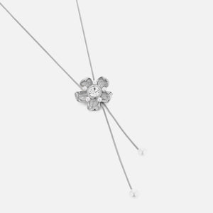 Ketting bloem zirkonia zilver