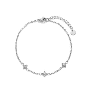 Armband bloemen met zirkonia zilver