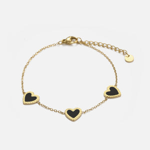 Armband drie hartjes zwart