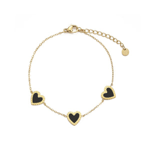 Armband drie hartjes zwart