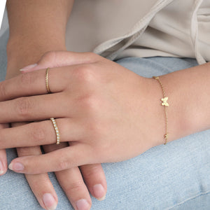 Armband drie vlinders goud