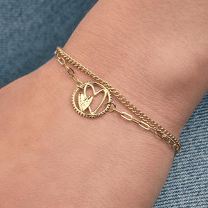 Armband dubbel hartje gesloten goud