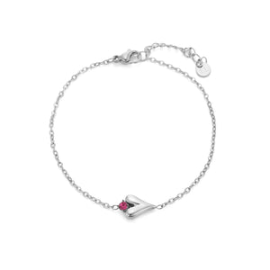 Armband fancy hart met roze steen zilver