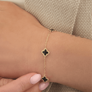 Armband klaver gold/black