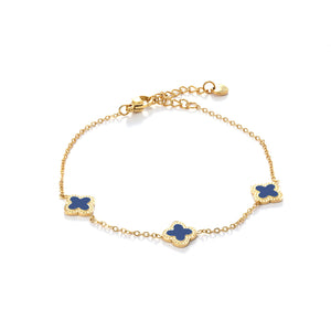 Armband klaver gold/blue