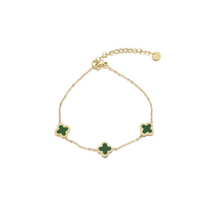Armband klaver gold/green
