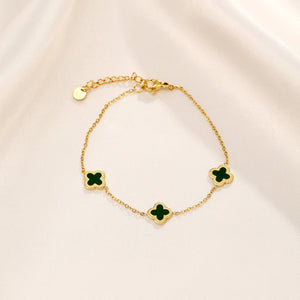 Armband klaver gold/green