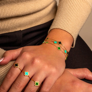 Armband klaver gold/green