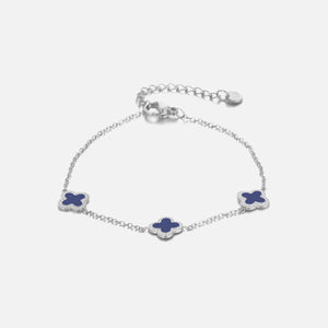 Armband klaver silver/blue