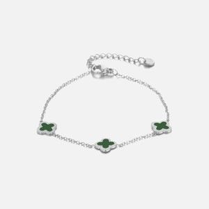 Armband klaver silver/green