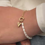 Armband lux parels hartje goud