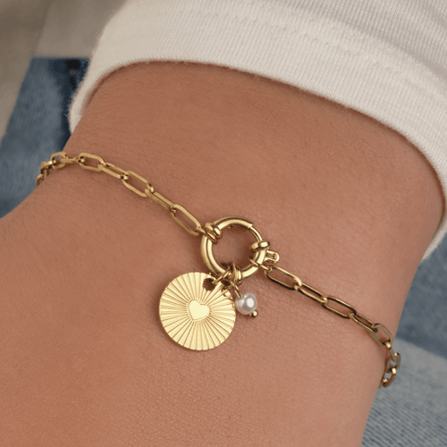 Armband munt en parel goud