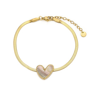 Armband parelmoer hart goud