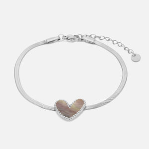 Armband parelmoer hart zilver