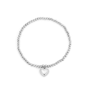 Armband stretch fancy hart zilver