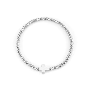 Armband stretch kruisje zilver