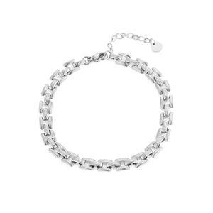 Armband vierkante schakel zilver