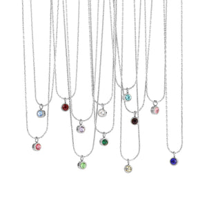Birthstone ketting zilver