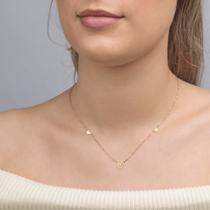 Drie hartjes ketting goud