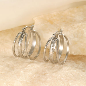 Drielaags hoops zilver